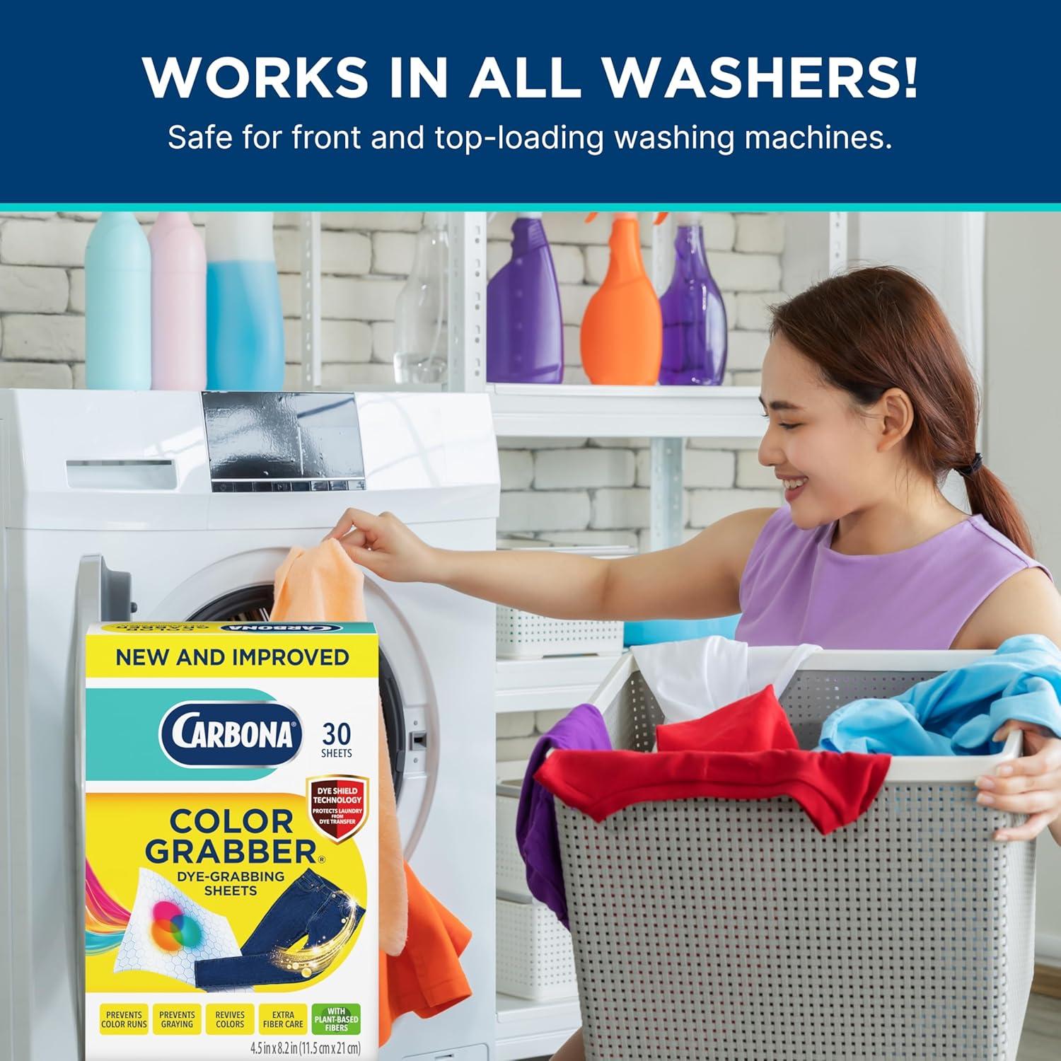 image:imageCarbona Color Grabber Protects Laundry from Color Runs or Bleeds Mix Whites amp Colors inWash Dye Grabbing Sheets 30 Count Per Box 3 Pack30 Count Pack of 3