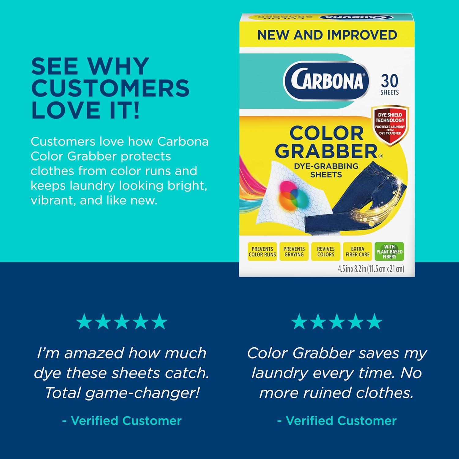 image:imageCarbona Color Grabber Protects Laundry from Color Runs or Bleeds Mix Whites amp Colors inWash Dye Grabbing Sheets 30 Count Per Box 3 Pack30 Count Pack of 3