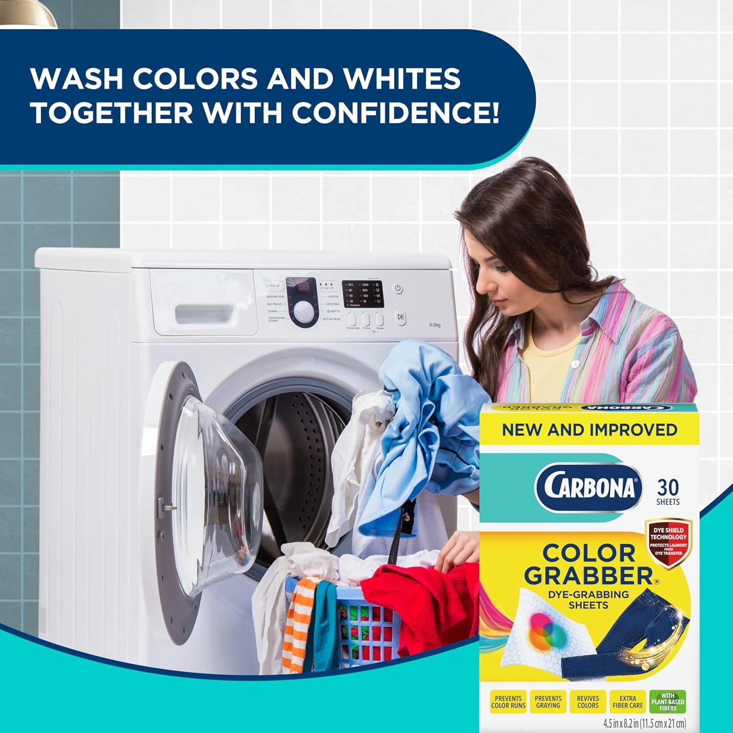 image:imageCarbona Color Grabber Protects Laundry from Color Runs or Bleeds Mix Whites amp Colors inWash Dye Grabbing Sheets 30 Count Per Box 3 Pack30 Count Pack of 3