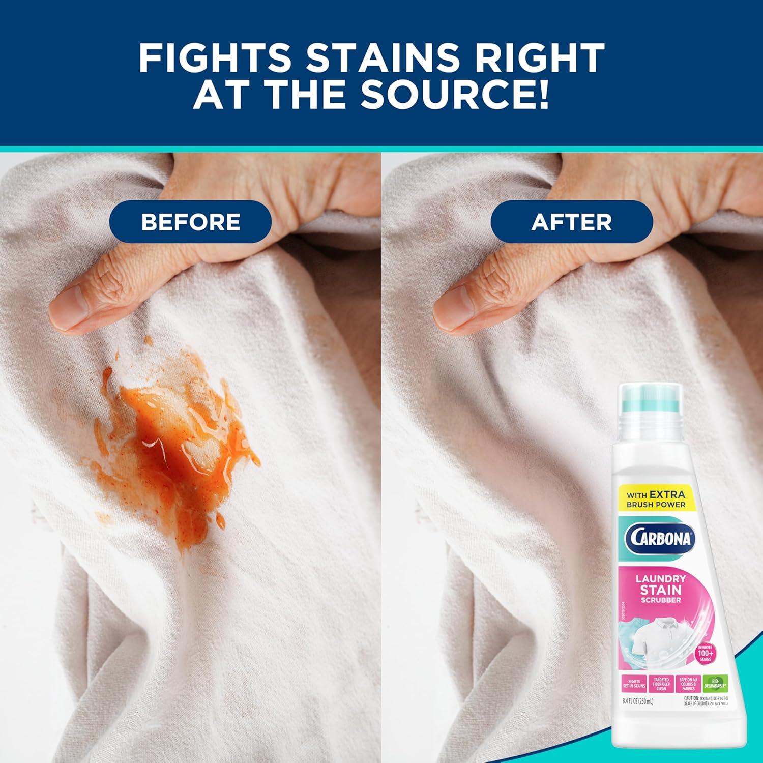 image:imageCarbona Laundry Stain Scrubber BioEnzyme Stain Remover Eliminates Fat Oil Blood Milk Fruit Ketchup Vegetables amp Baby Food Stains Save On Skin amp Washable Fabrics 3 Pack84 Fl Oz Pack of 3