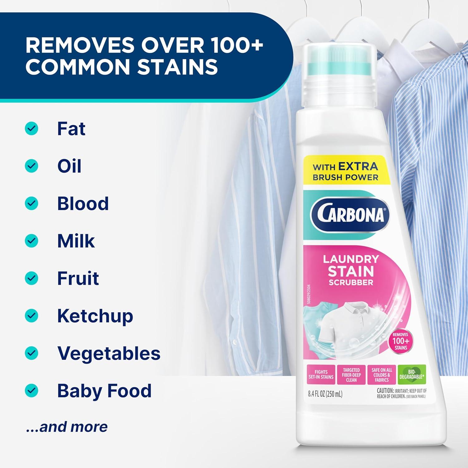 image:imageCarbona Laundry Stain Scrubber BioEnzyme Stain Remover Eliminates Fat Oil Blood Milk Fruit Ketchup Vegetables amp Baby Food Stains Save On Skin amp Washable Fabrics 3 Pack84 Fl Oz Pack of 3