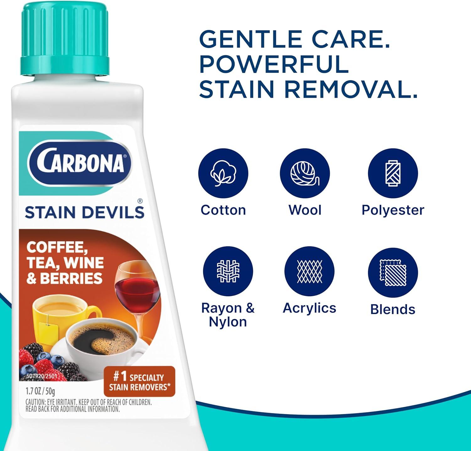 image:imageCarbona Stain Devils 4 Blood Dairy amp Ice Cream Professional Strength Laundry Stain Remover MultiFabric Cleaner Safe On Skin amp Washable Fabrics 17 Fl Oz 3 PackCoffee Tea Wine Juice