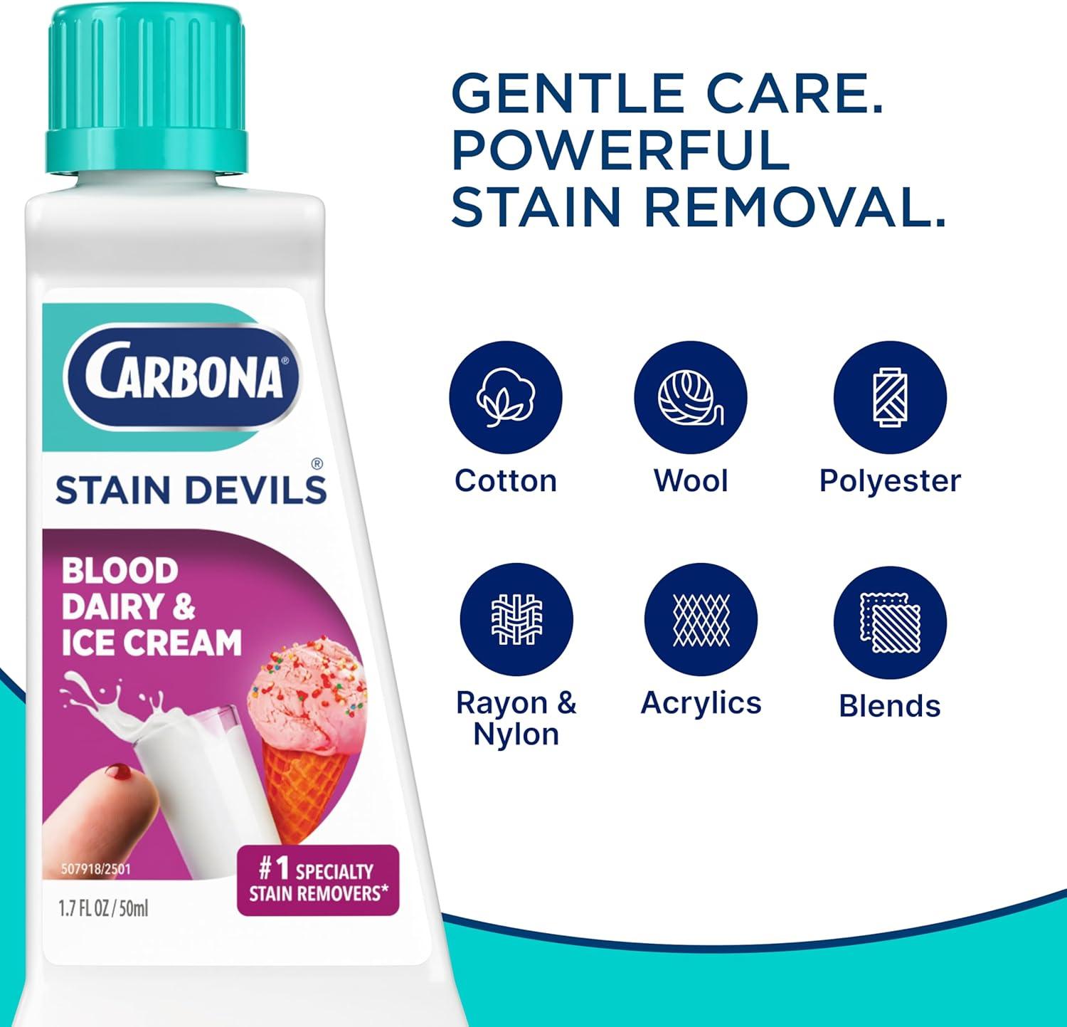 image:imageCarbona Stain Devils 4 Blood Dairy amp Ice Cream Professional Strength Laundry Stain Remover MultiFabric Cleaner Safe On Skin amp Washable Fabrics 17 Fl Oz 3 PackBlood Dairy Ice cream