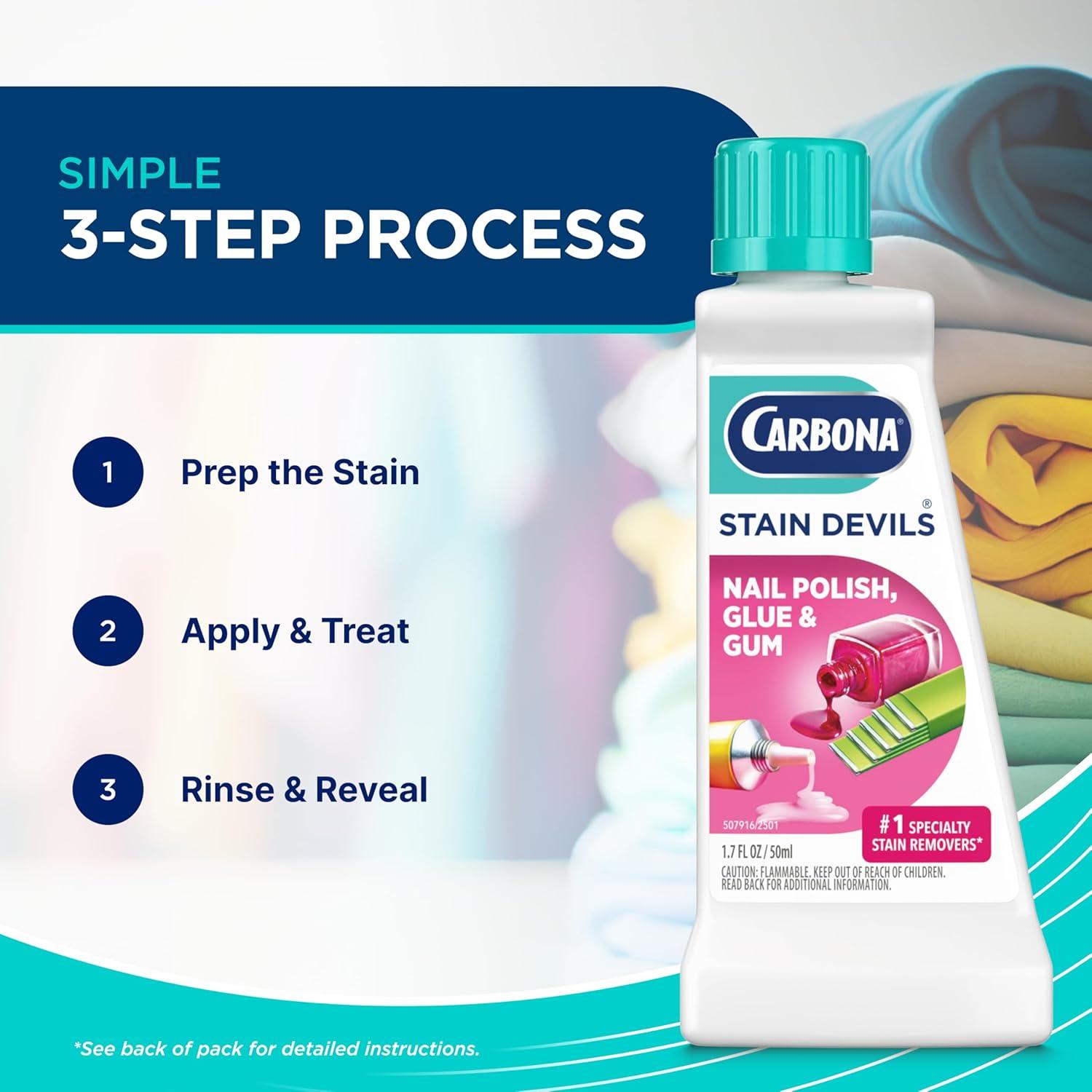 image:imageCarbona Stain Devils 4 Blood Dairy amp Ice Cream Professional Strength Laundry Stain Remover MultiFabric Cleaner Safe On Skin amp Washable Fabrics 17 Fl Oz 3 PackNail Polish Glue Gum
