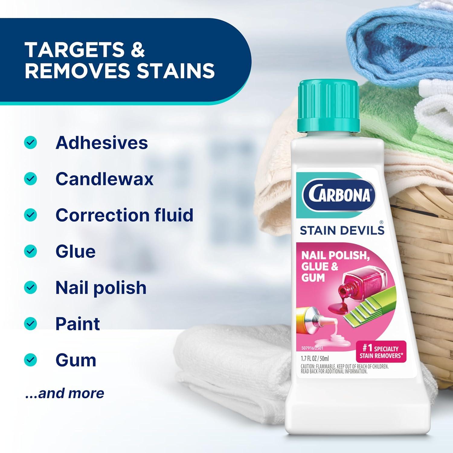 image:imageCarbona Stain Devils 4 Blood Dairy amp Ice Cream Professional Strength Laundry Stain Remover MultiFabric Cleaner Safe On Skin amp Washable Fabrics 17 Fl Oz 3 PackNail Polish Glue Gum