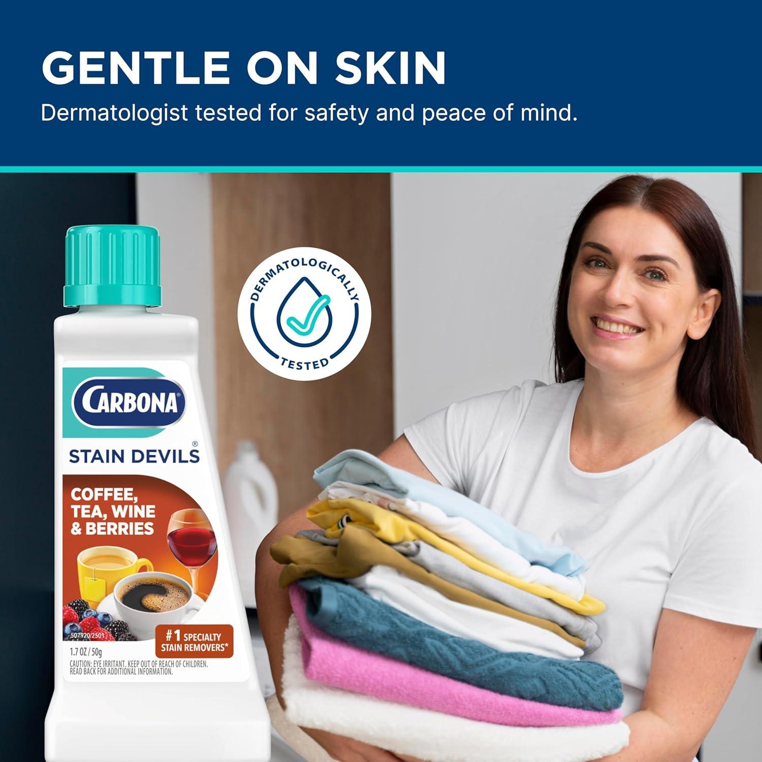 image:imageCarbona Stain Devils 4 Blood Dairy amp Ice Cream Professional Strength Laundry Stain Remover MultiFabric Cleaner Safe On Skin amp Washable Fabrics 17 Fl Oz 3 PackCoffee Tea Wine Juice