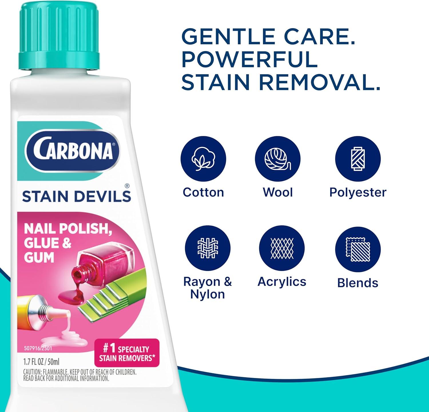 image:imageCarbona Stain Devils 4 Blood Dairy amp Ice Cream Professional Strength Laundry Stain Remover MultiFabric Cleaner Safe On Skin amp Washable Fabrics 17 Fl Oz 3 PackNail Polish Glue Gum