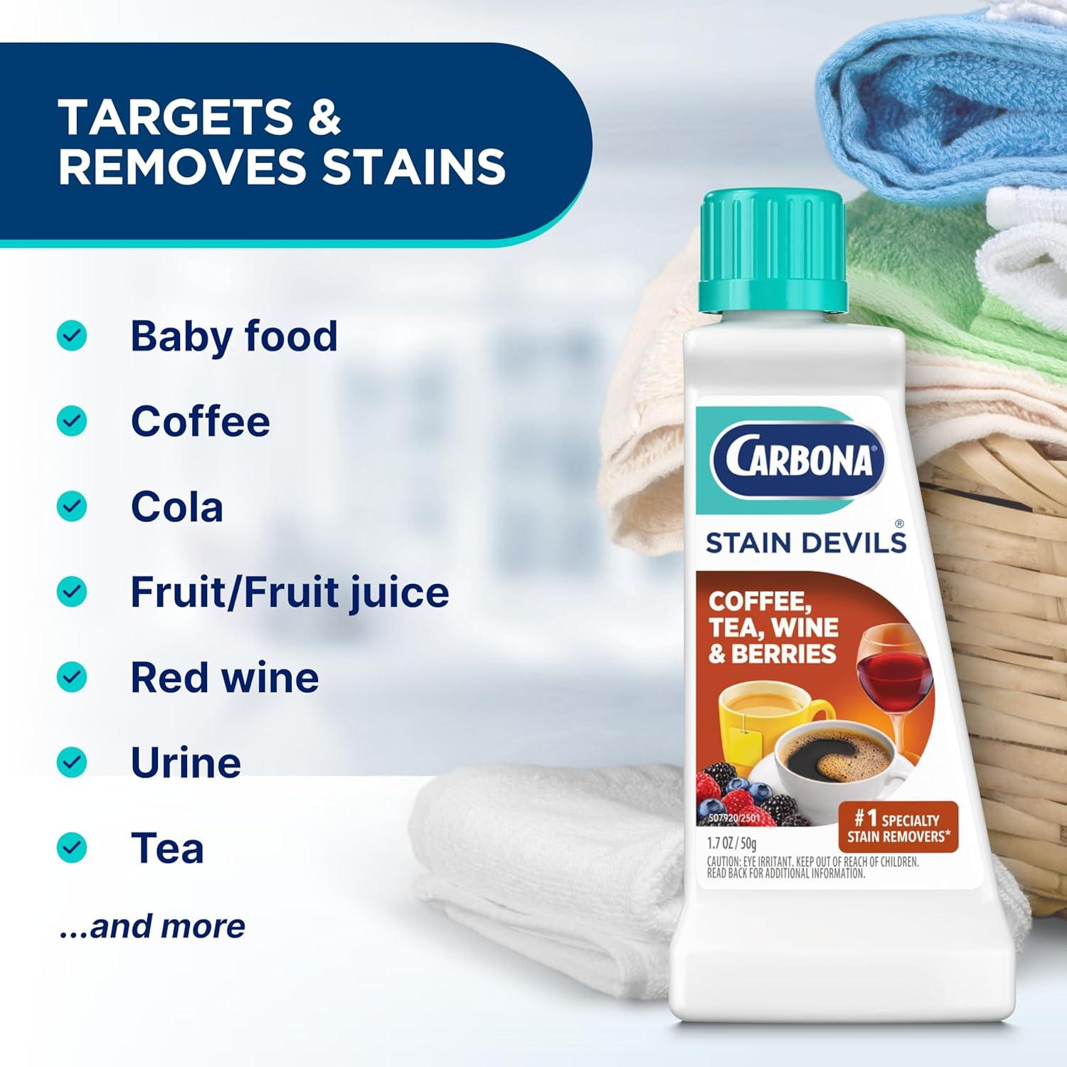 image:imageCarbona Stain Devils 4 Blood Dairy amp Ice Cream Professional Strength Laundry Stain Remover MultiFabric Cleaner Safe On Skin amp Washable Fabrics 17 Fl Oz 3 PackCoffee Tea Wine Juice