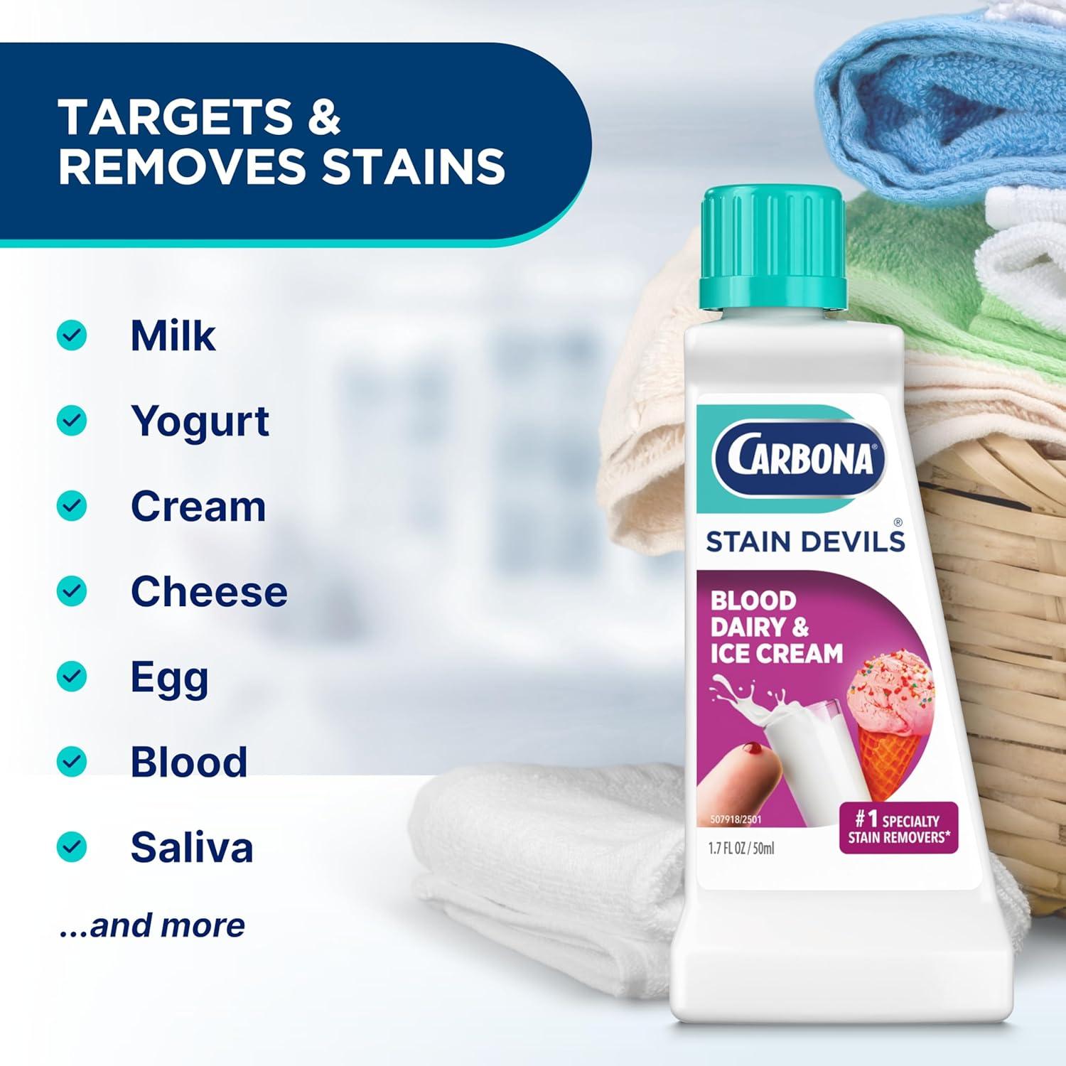 image:imageCarbona Stain Devils 4 Blood Dairy amp Ice Cream Professional Strength Laundry Stain Remover MultiFabric Cleaner Safe On Skin amp Washable Fabrics 17 Fl Oz 3 PackBlood Dairy Ice cream