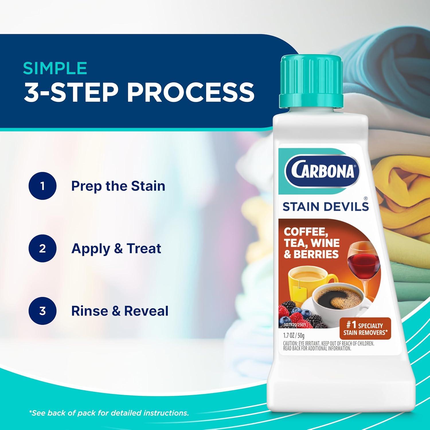 image:imageCarbona Stain Devils 4 Blood Dairy amp Ice Cream Professional Strength Laundry Stain Remover MultiFabric Cleaner Safe On Skin amp Washable Fabrics 17 Fl Oz 3 PackCoffee Tea Wine Juice