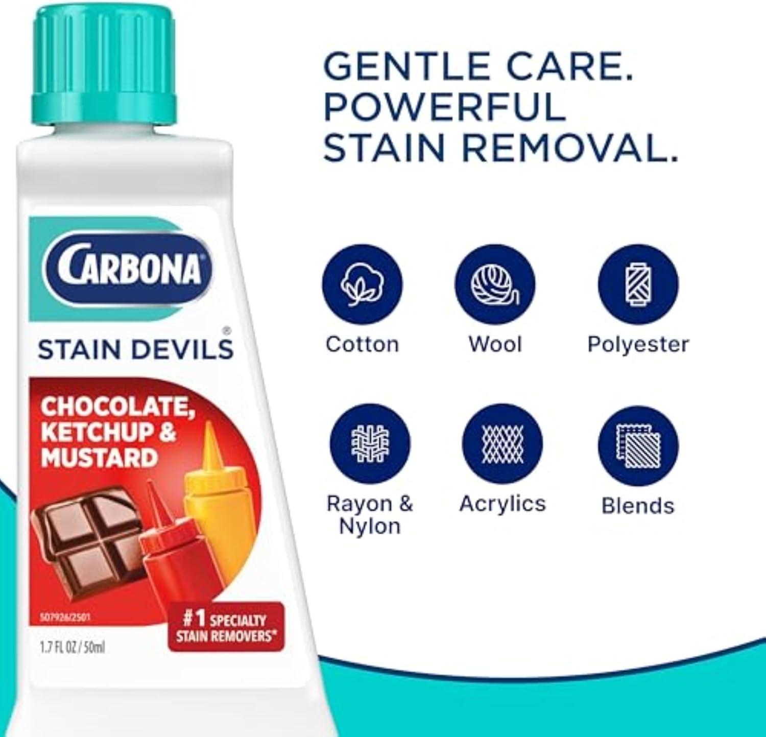 image:imageCarbona Stain Devils 4 Blood Dairy amp Ice Cream Professional Strength Laundry Stain Remover MultiFabric Cleaner Safe On Skin amp Washable Fabrics 17 Fl Oz 3 PackKetchup Mustard Chocolate