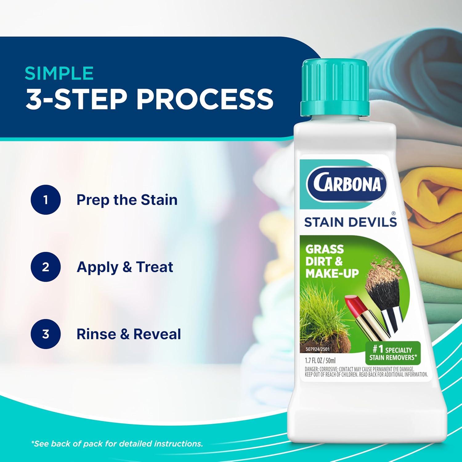 image:imageCarbona Stain Devils 4 Blood Dairy amp Ice Cream Professional Strength Laundry Stain Remover MultiFabric Cleaner Safe On Skin amp Washable Fabrics 17 Fl Oz 3 PackMakeup Dirt Grass