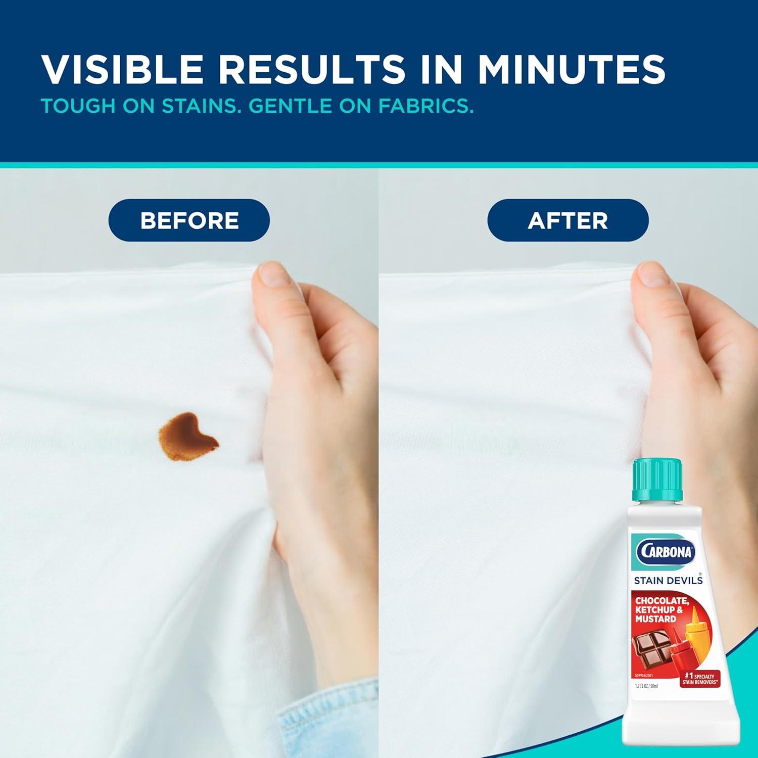 image:imageCarbona Stain Devils 4 Blood Dairy amp Ice Cream Professional Strength Laundry Stain Remover MultiFabric Cleaner Safe On Skin amp Washable Fabrics 17 Fl Oz 3 PackKetchup Mustard Chocolate