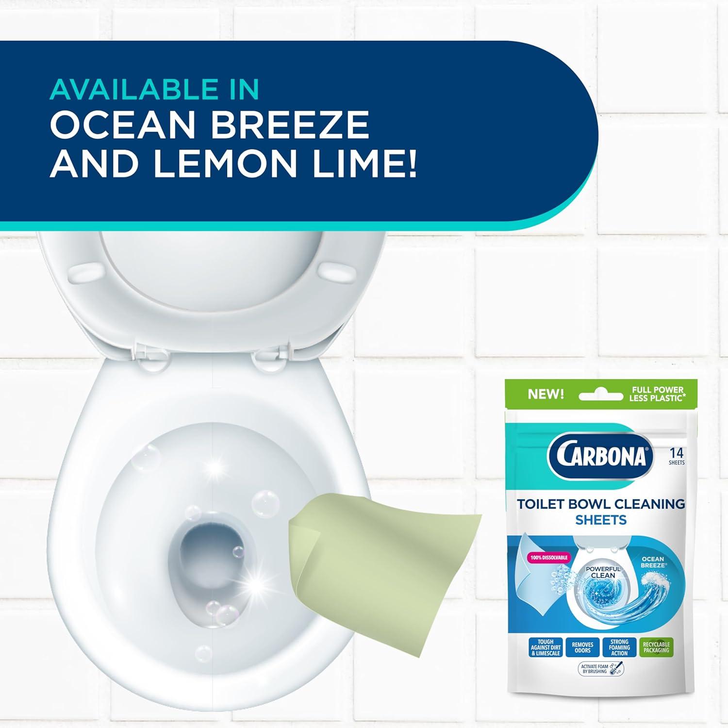 image:imageCarbona Toilet Bowl Sheets Ocean Breeze Scent Powerful Toilet Bowl Cleaner 14 Sheets Less Plastic WasteOcean Breeze