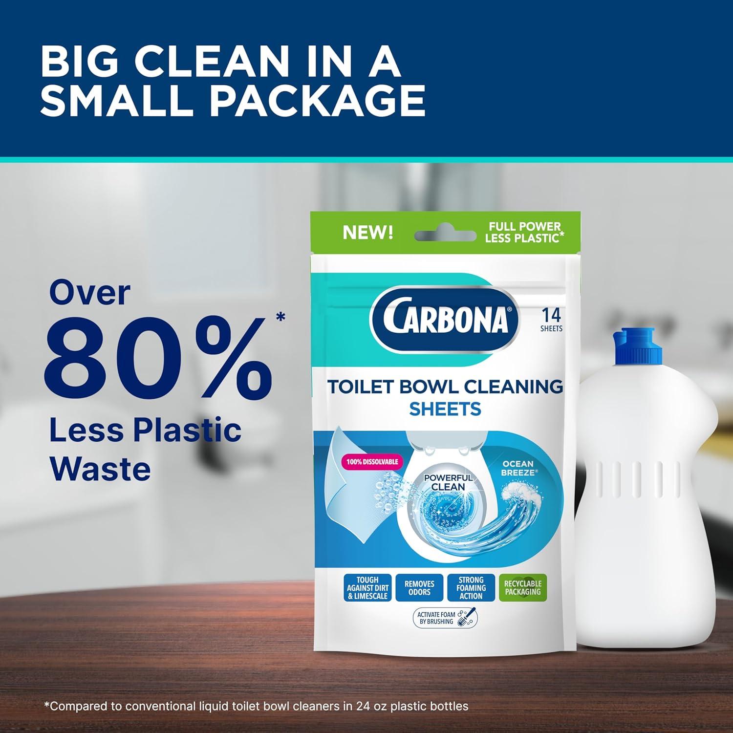 image:imageCarbona Toilet Bowl Sheets Ocean Breeze Scent Powerful Toilet Bowl Cleaner 14 Sheets Less Plastic WasteOcean Breeze