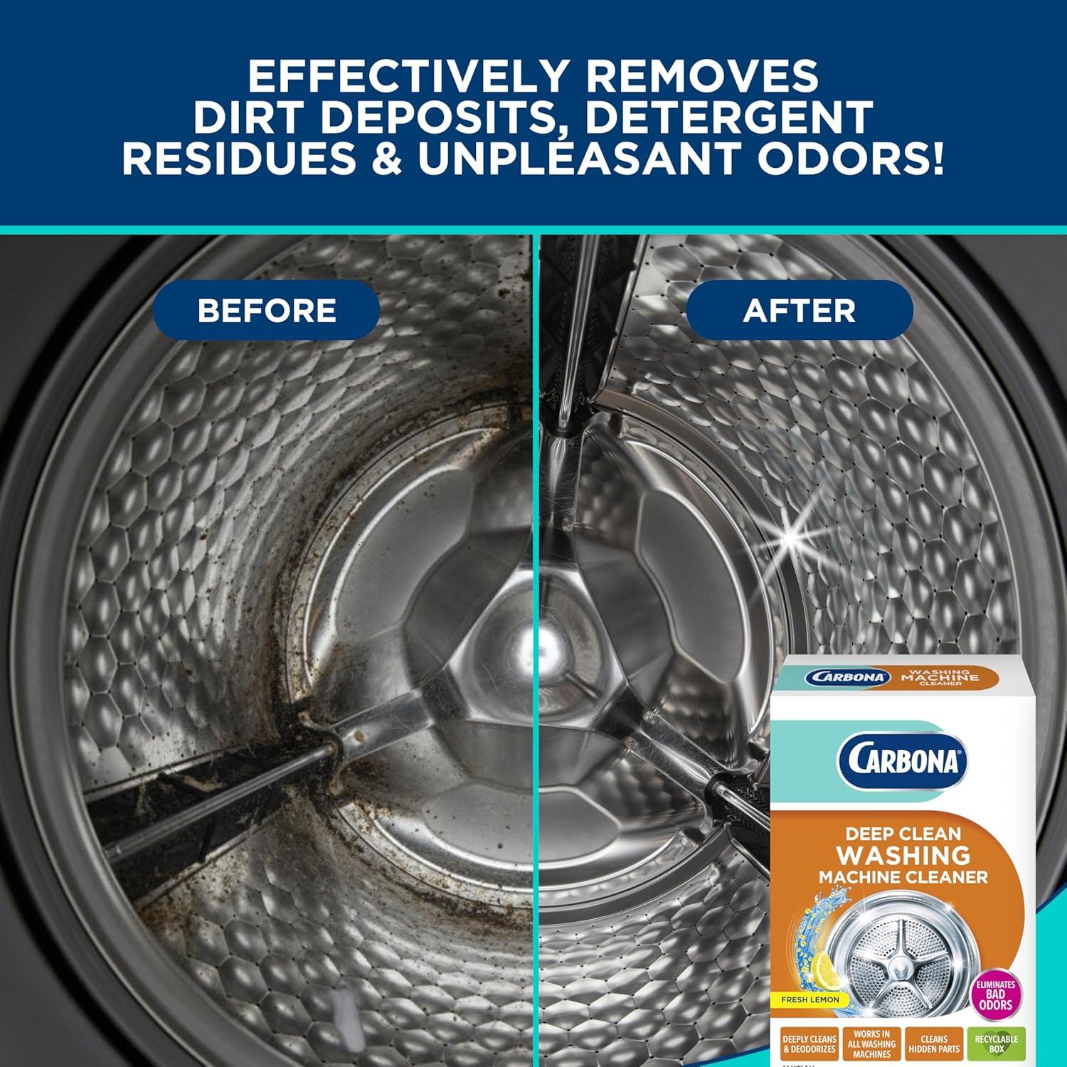 image:imageCarbona Washing Machine Cleaner Eliminates Odor amp Residue 3 Count 2 Pack529 Ounce Pack of 1