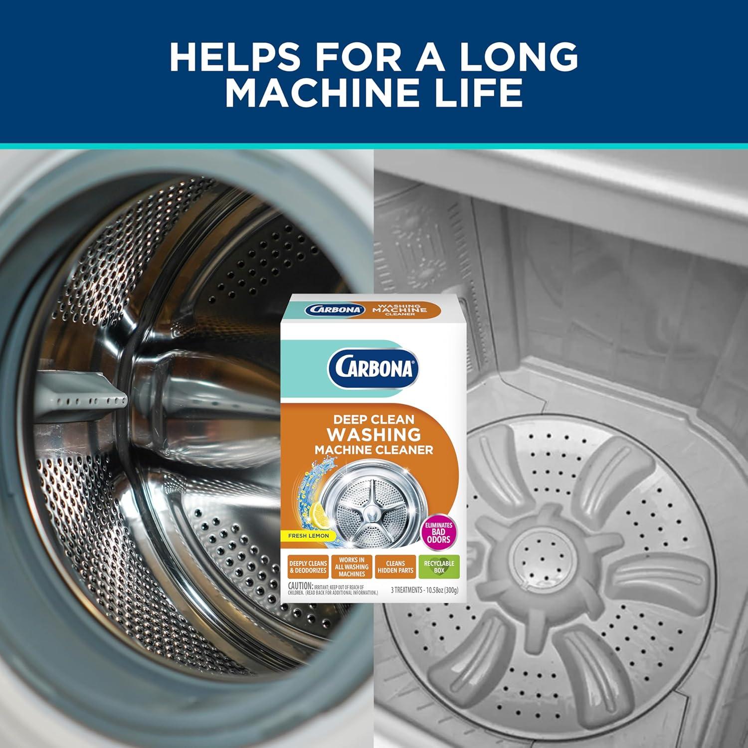 image:imageCarbona Washing Machine Cleaner Eliminates Odor amp Residue 3 Count 2 Pack529 Ounce Pack of 1