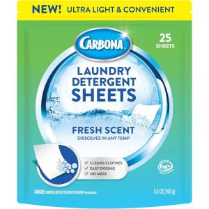 image:imageCarbona Laundry Detergent Sheets  EcoFriendly Washing Detergent  Up to 50 Loads 25 Sheets  Stain Remover  No Perfume or Dyes  Free amp ClearFresh Scent