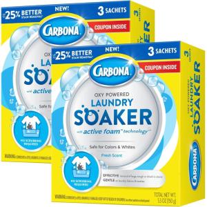 image:imageCarbona Oxy Powered Laundry Soaker with Active Foam Technology  Powerful Stain Remover  Chlorine Bleach Free  Safe on Colors amp Whites  53 Oz 2 Pack