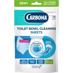 image:imageCarbona Toilet Bowl Sheets  Ocean Breeze Scent  Powerful Toilet Bowl Cleaner  14 Sheets  Less Plastic WasteOcean Breeze