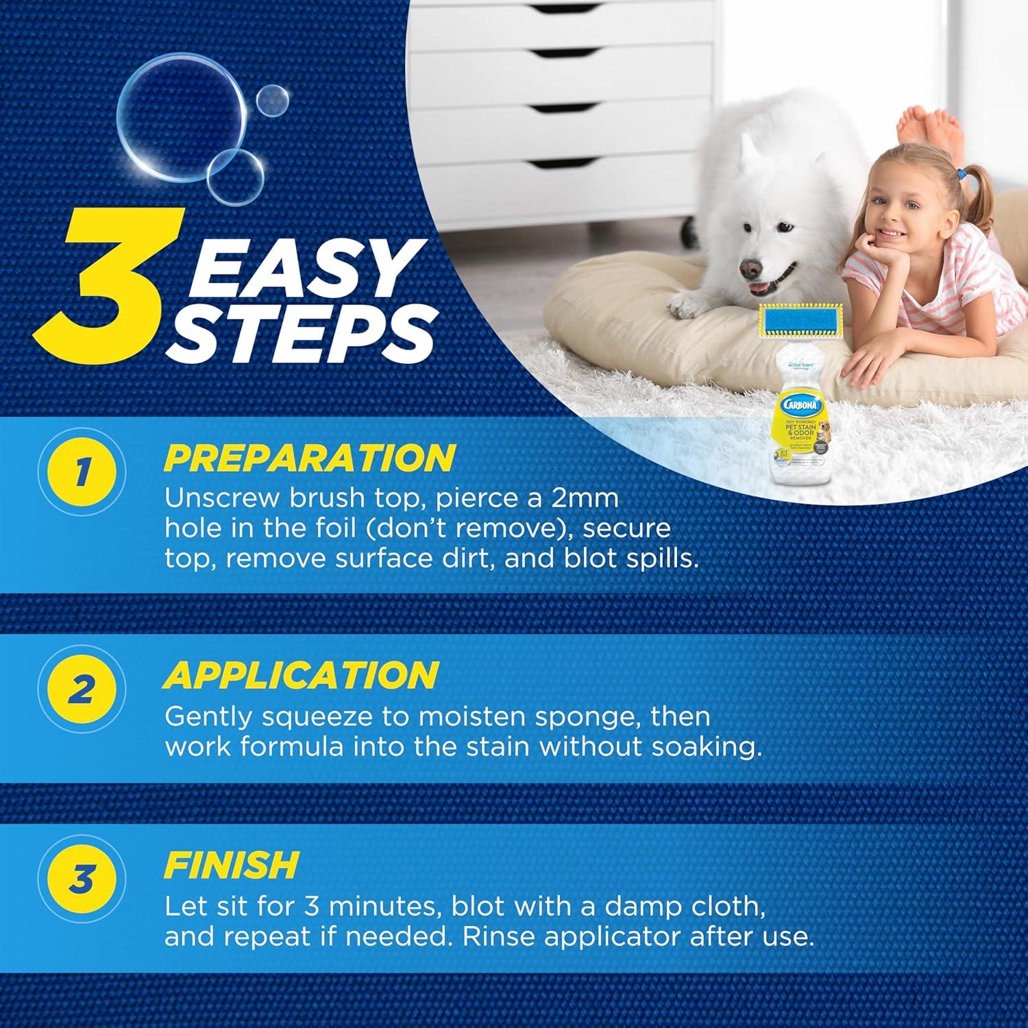 image:imageCarbona 2in1 OxyPowered Pet Stain amp Odor Remover 135 Fl Oz Carpet Spot Cleaner Removes Urine Odor Lifts Mud amp Vomit Stains Prevents Resoiling