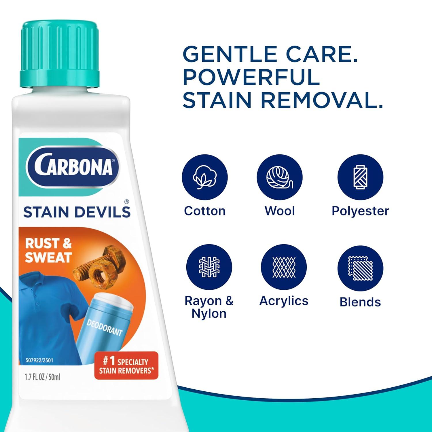 image:imageCarbona Stain Devils 9 Rust amp Perspiration Professional Strength Laundry Stain Remover MultiFabric Cleaner Safe On Skin amp Washable Fabrics 17 Fl Oz 1 Pack