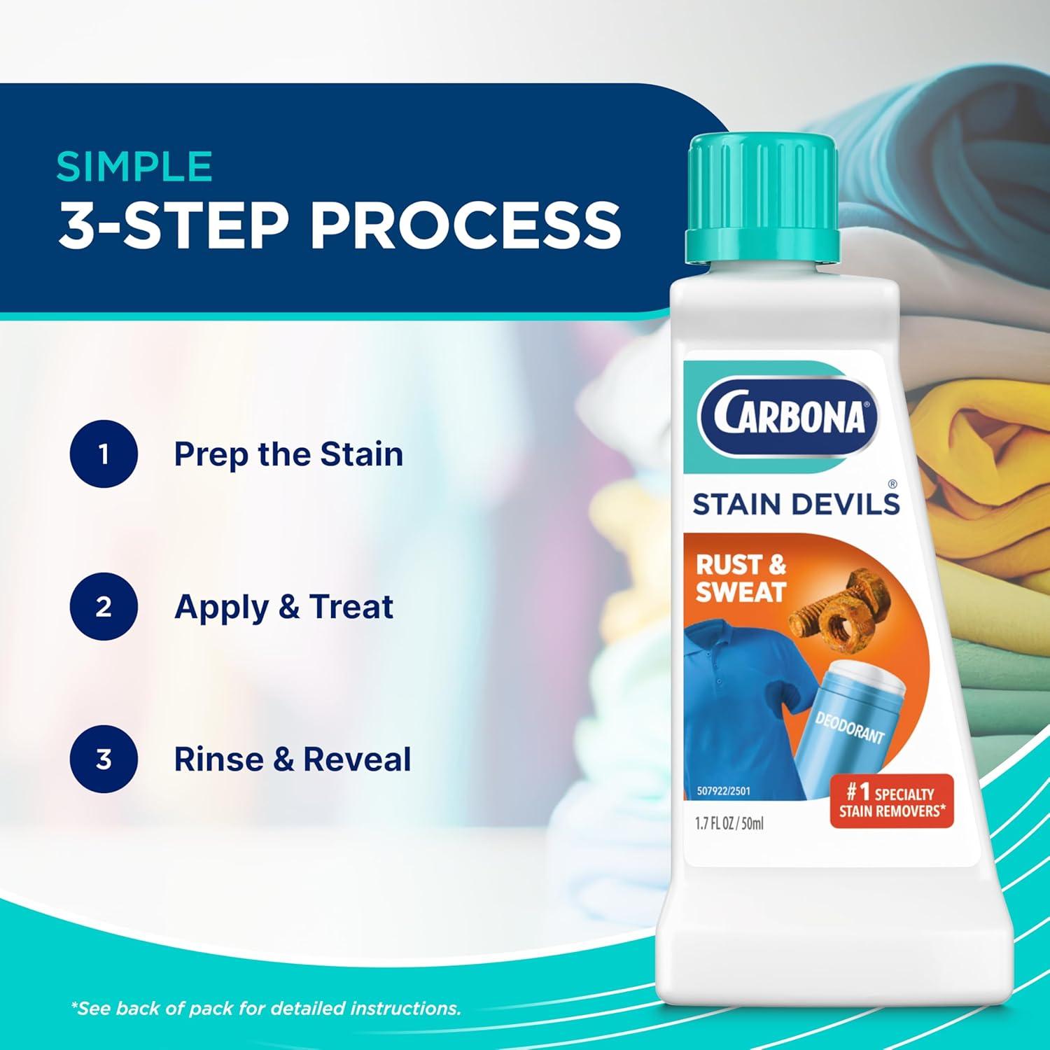 image:imageCarbona Stain Devils 9 Rust amp Perspiration Professional Strength Laundry Stain Remover MultiFabric Cleaner Safe On Skin amp Washable Fabrics 17 Fl Oz 1 Pack