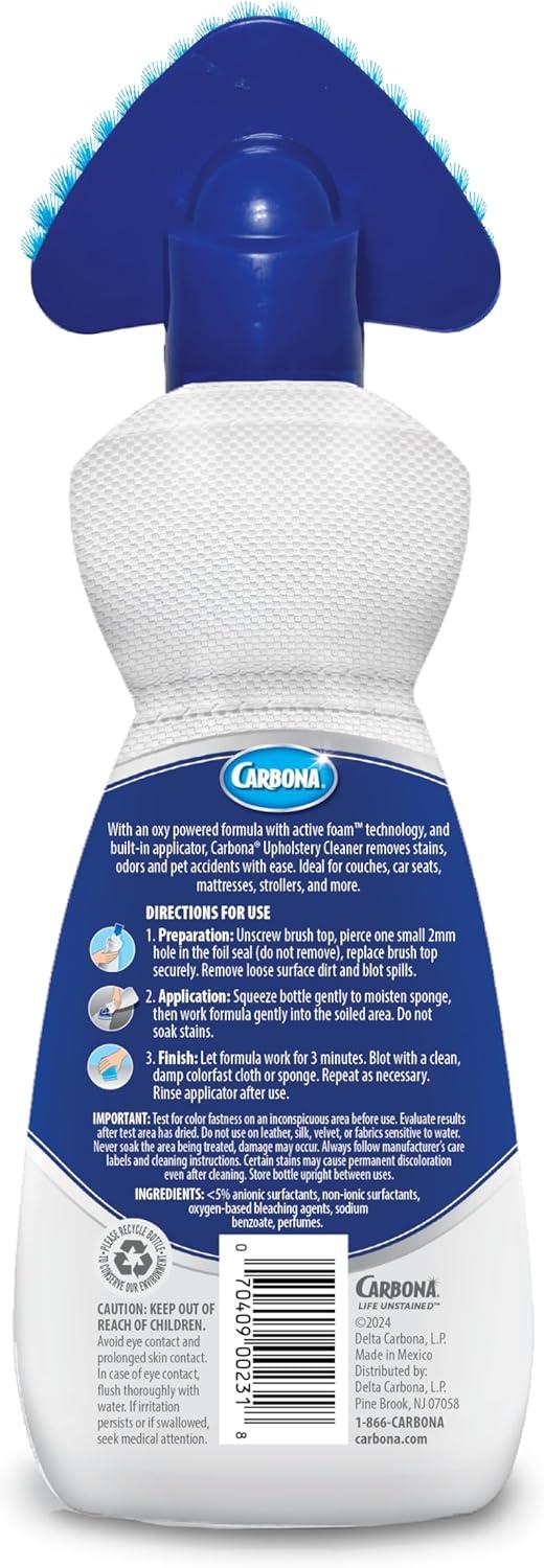 image:imageCarbona Oxy Powered Upholstery Cleaner with Brush amp Sponge Stain Remover for Couches Car Seats amp Mattresses Fast Formula No Residue
